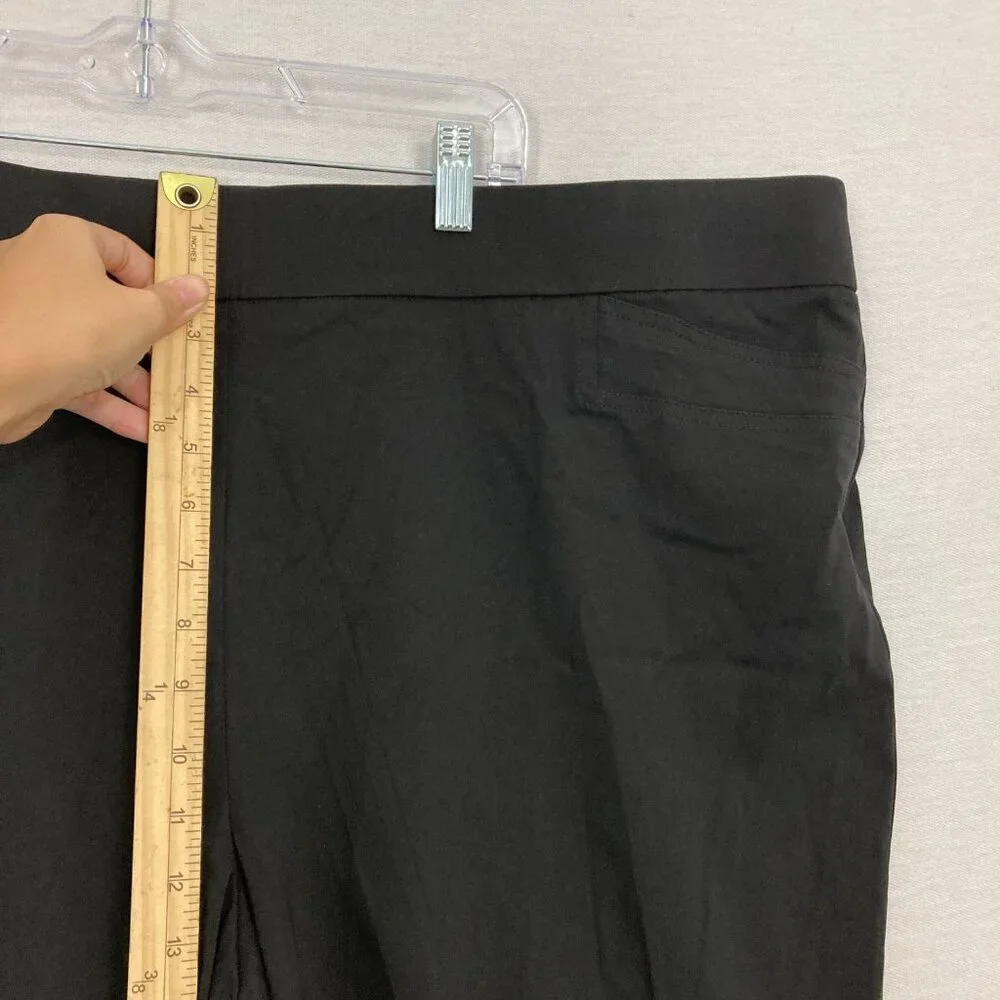 New Avenue Black Soft Stretch Comfy Button Hem Detail Pull-on Crop Pants size 26